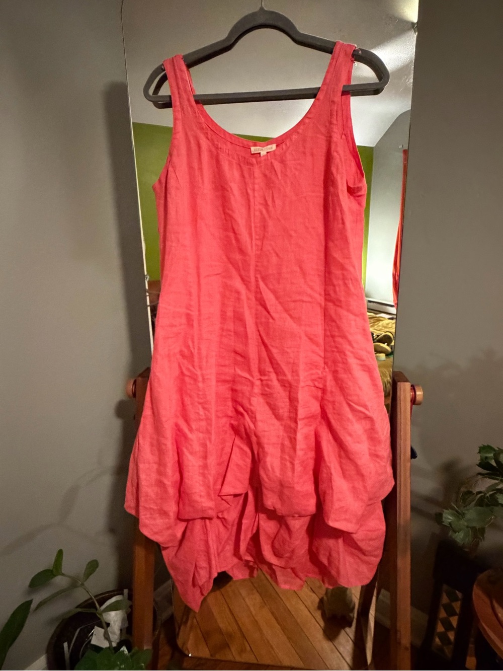 Eileen Fisher Coral Pink Linen Midi Dress